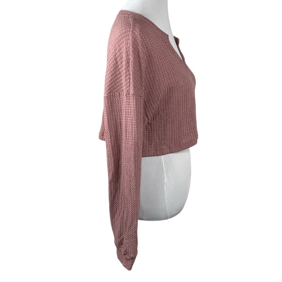 Shein Long Sleeve Crop Top Mauve Size Medium - Picture 3 of 8